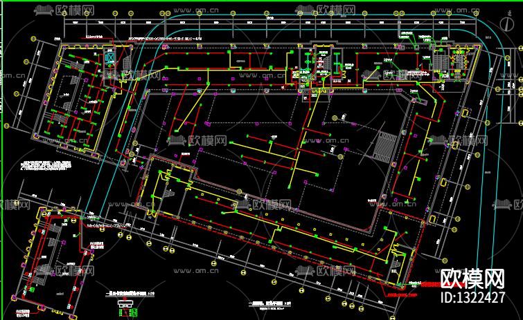 综合楼电气cad施工图下载（渲染图7）