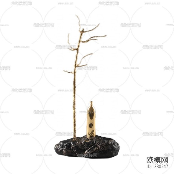 新中式金属仿树枝摆件下载