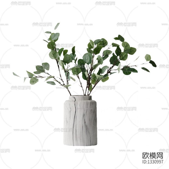 北欧大理石纹陶瓷花瓶摆放绿植下载