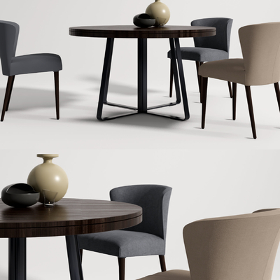 现代圆形餐桌椅su模型