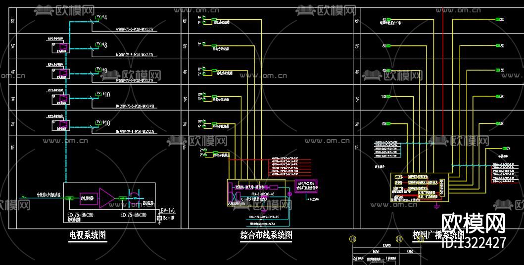 综合楼电气cad施工图下载（渲染图3）