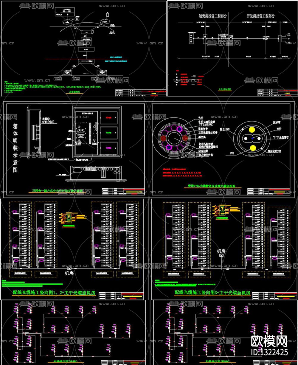 三网合一FTTH工程cad施工图下载（渲染图5）