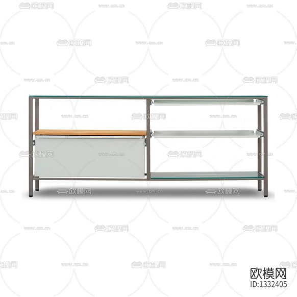现代简约金属玻璃实木边柜下载