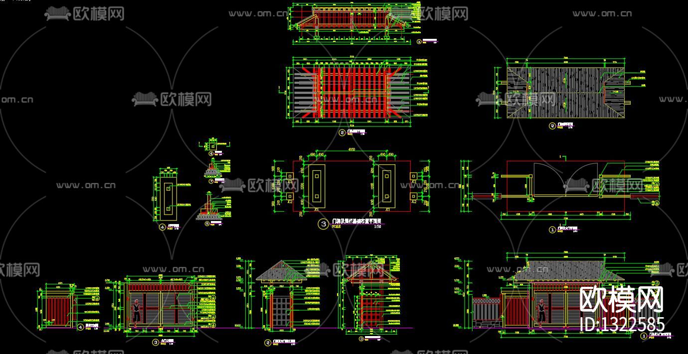 竹牌坊节点大样下载（渲染图3）