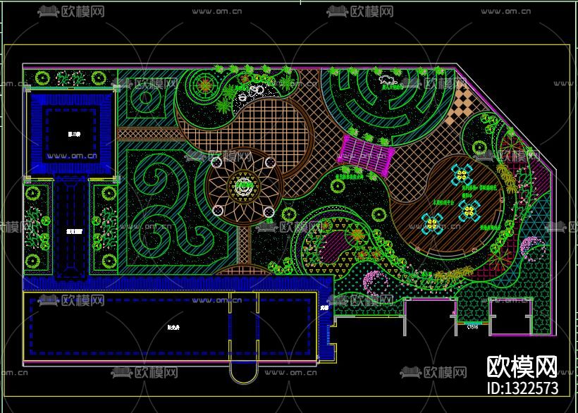 售楼处屋顶花园cad施工图下载（渲染图1）