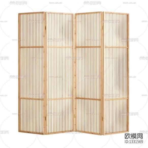 新中式简约楠竹栅格屏风下载