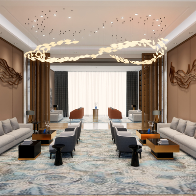  现代售楼部洽谈区su模型 