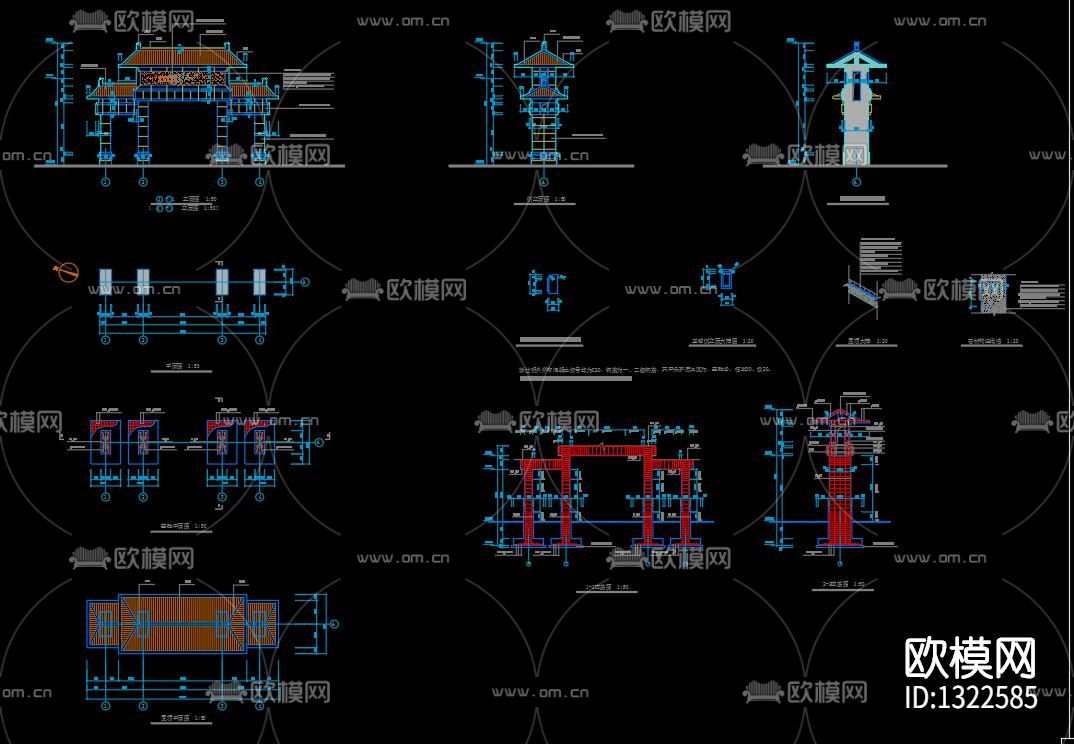 竹牌坊节点大样下载（渲染图7）