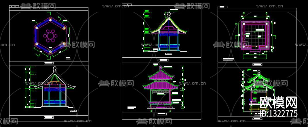 防腐木亭子cad施工图下载（渲染图10）