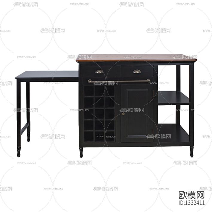 工业风金属实木多功能吧台下载