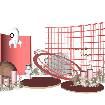  北欧婚庆婚礼美陈展示区su模型 