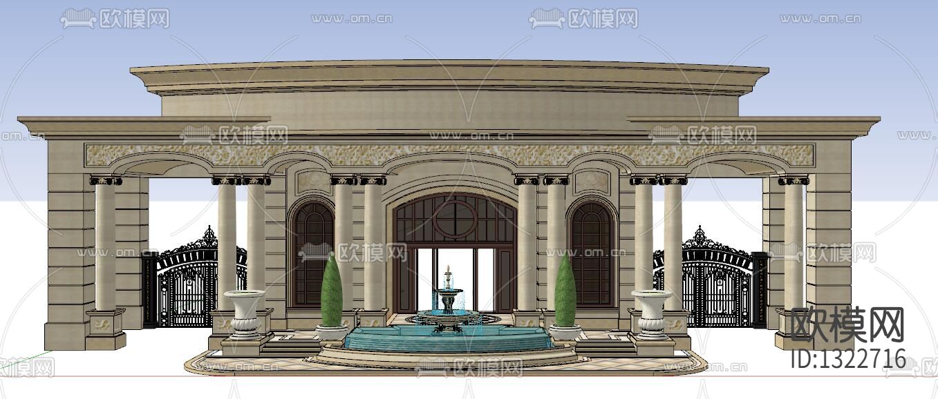 欧式大门入口节点大样下载（渲染图1）