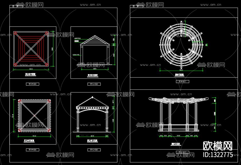 防腐木亭子cad施工图下载（渲染图8）