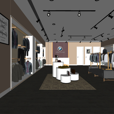  现代男装店su模型 