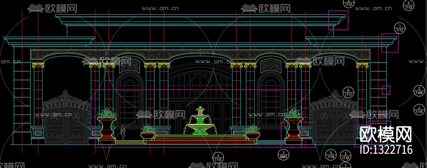 欧式大门入口节点大样下载（渲染图5）