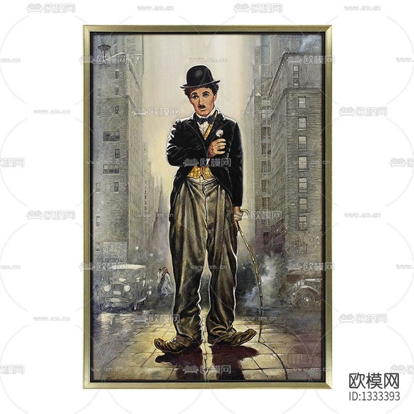 美式复古卓别林画像装饰画下载