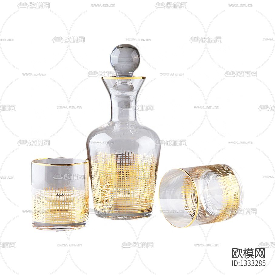 现代轻奢玻璃金边分酒器酒杯