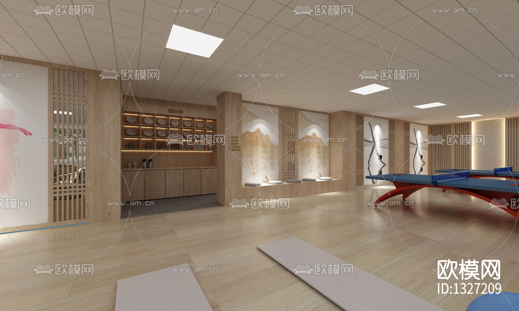 社区活动中心cad施工图下载（渲染图2）