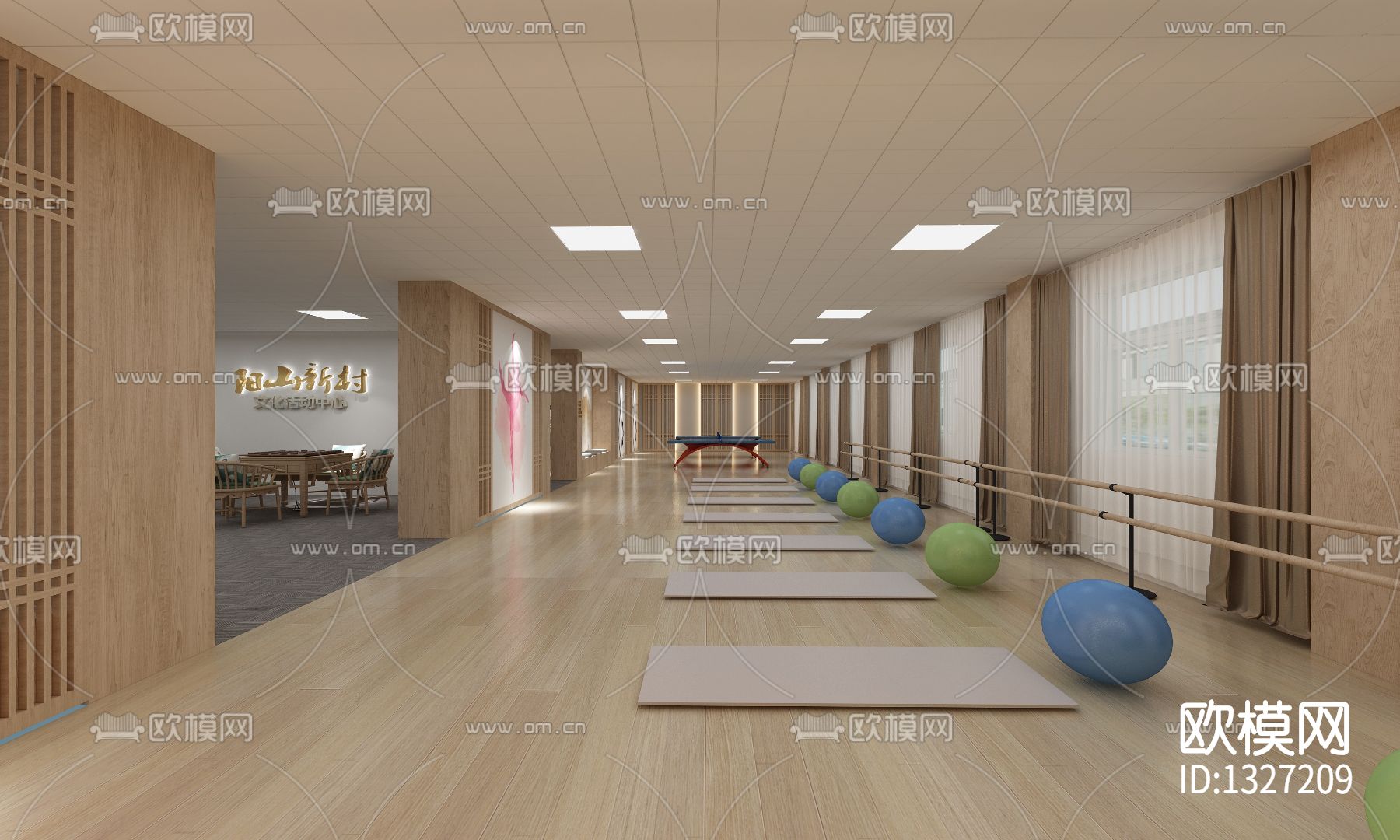 社区活动中心cad施工图下载（渲染图5）