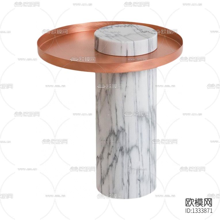 现代轻奢大理石金属圆形边几下载