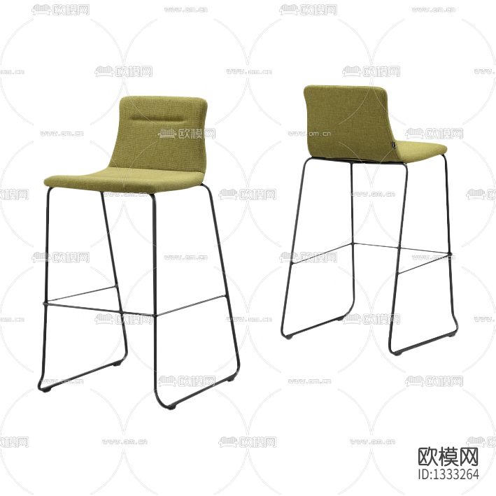 现代极简金属布艺吧椅