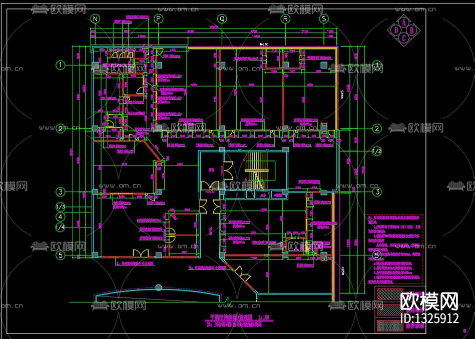幼儿园cad施工图下载（渲染图1）