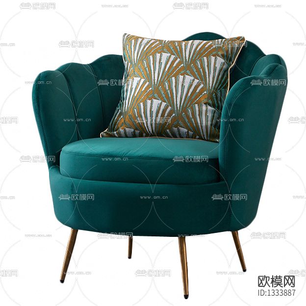 北欧轻奢布艺单人沙发下载