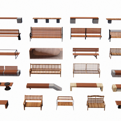  现代公园广场座椅su模型 