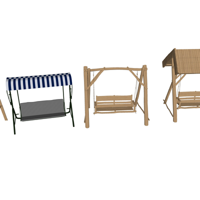  现代户外秋千su模型 