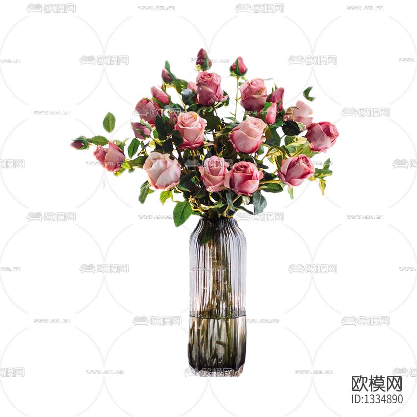 北欧简约条纹彩色玻璃花瓶摆放花艺下载