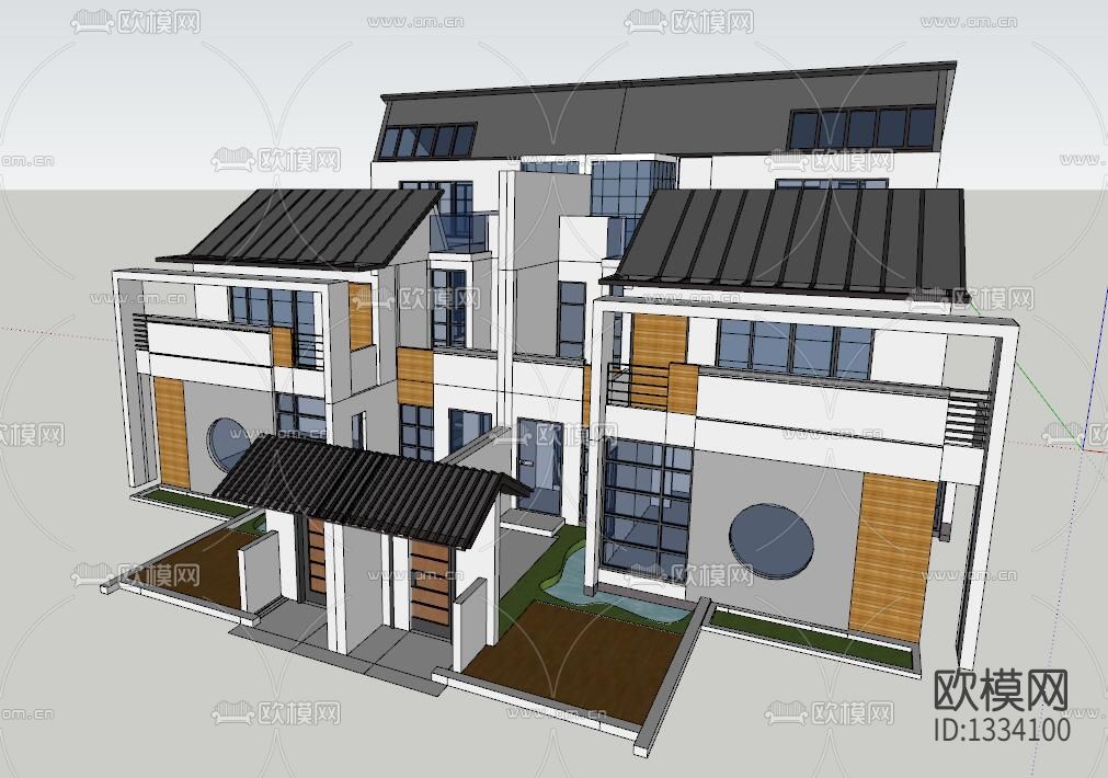 新中式别墅下载（渲染图2）