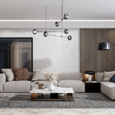 现代布艺转角沙发组合su模型