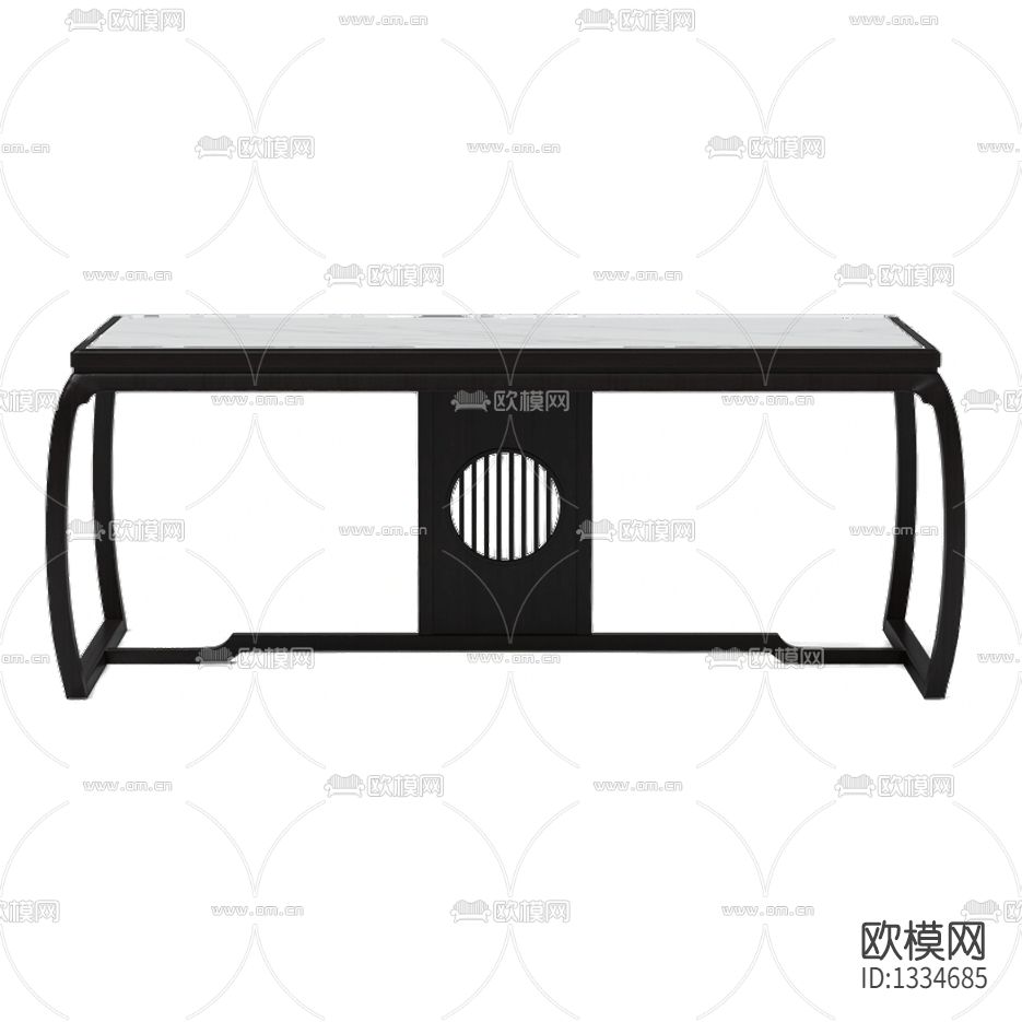 新中式禅意实木大理石书桌