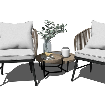  北欧户外休闲椅su模型 