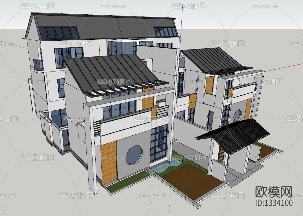 新中式别墅下载（渲染图1）