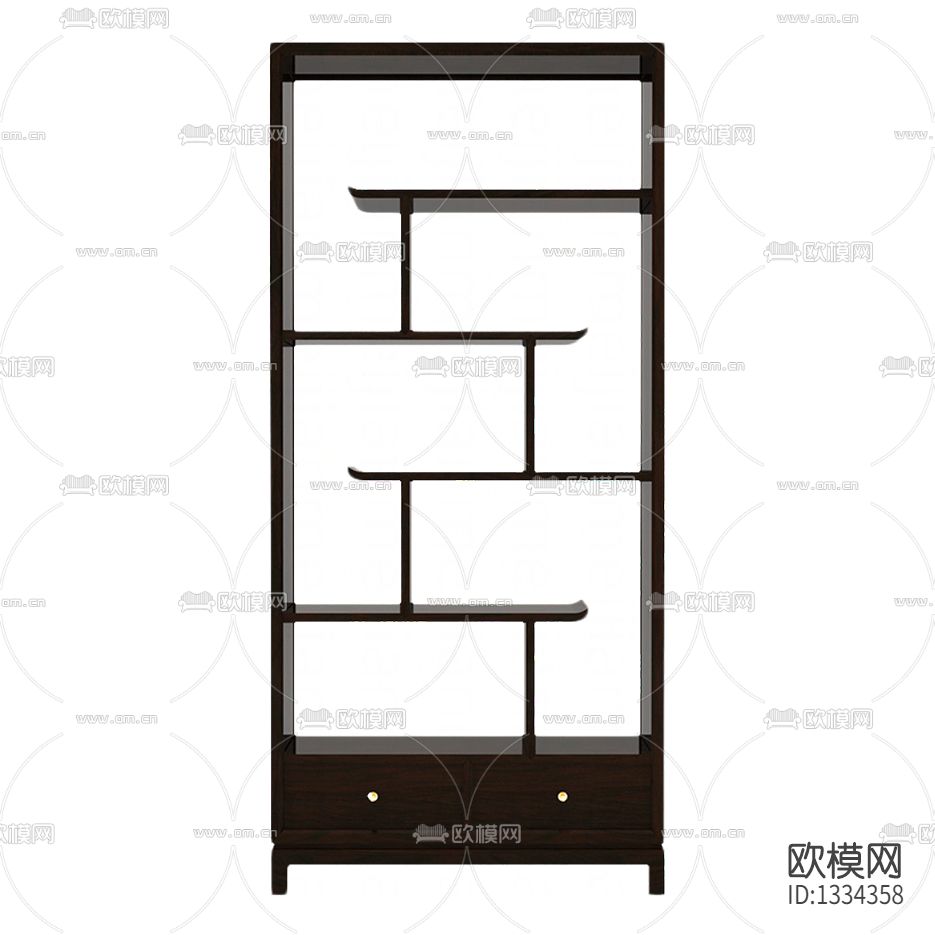 新中式简约实木书架下载