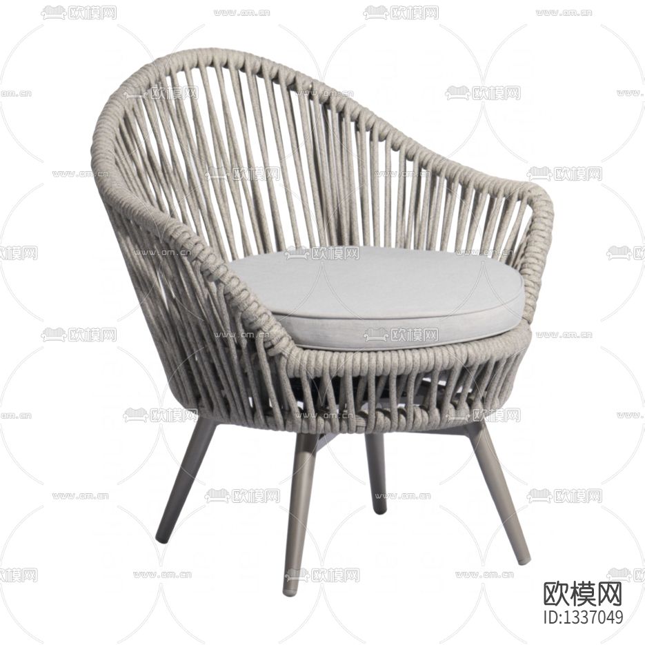 现代简约绳编布艺单人户外休闲椅下载