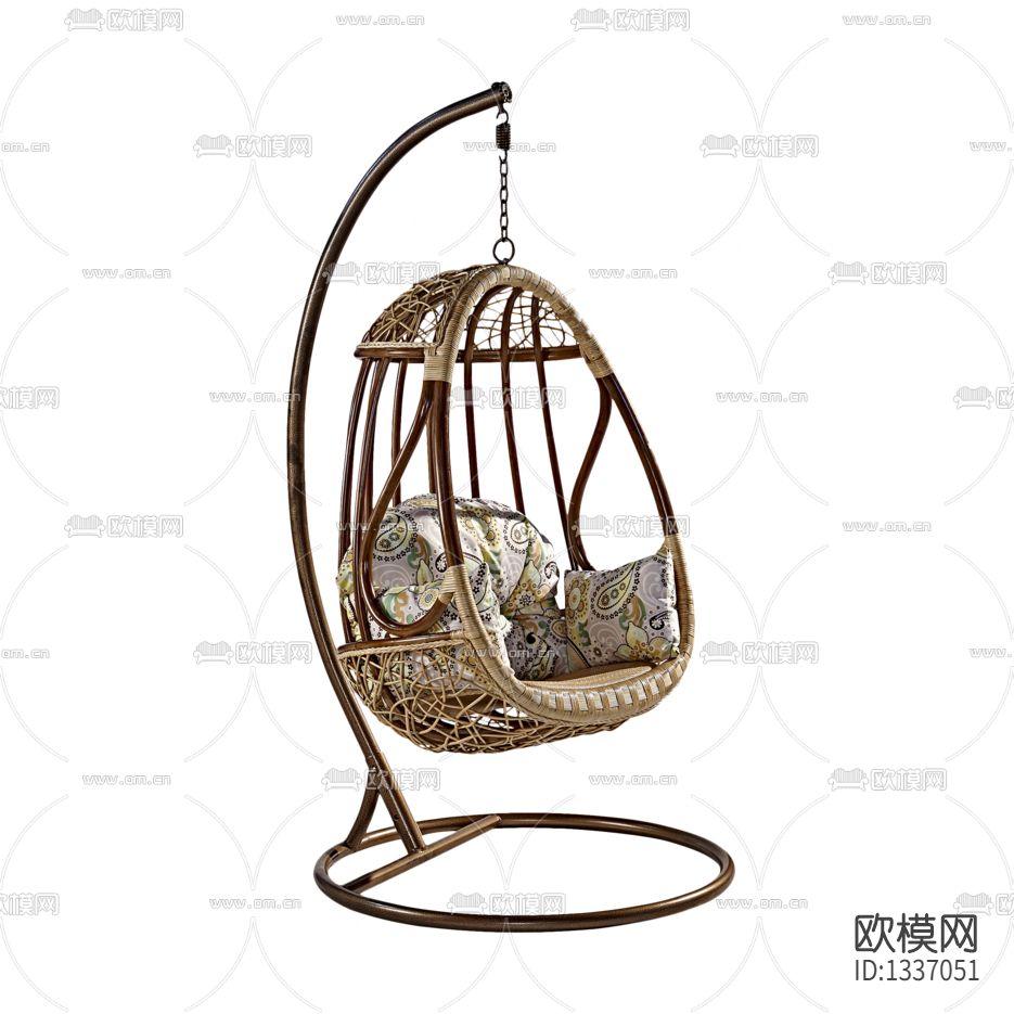 北欧简约实木藤编吊篮