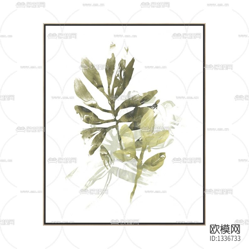 北欧简约绿植油画装饰画下载