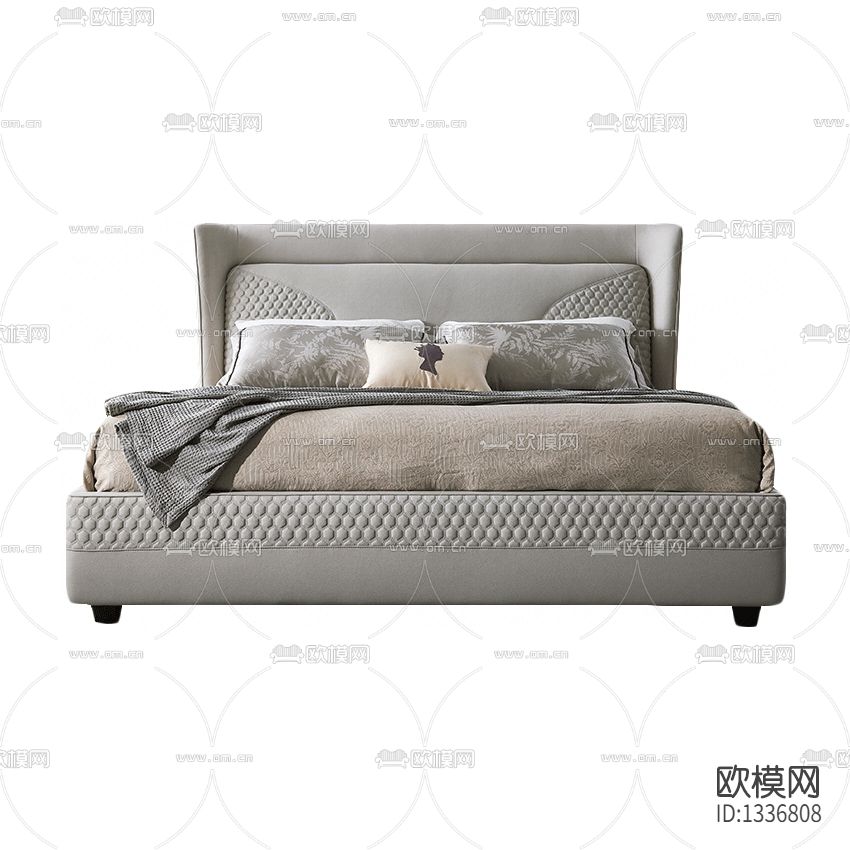 现代轻奢皮革布艺双人床