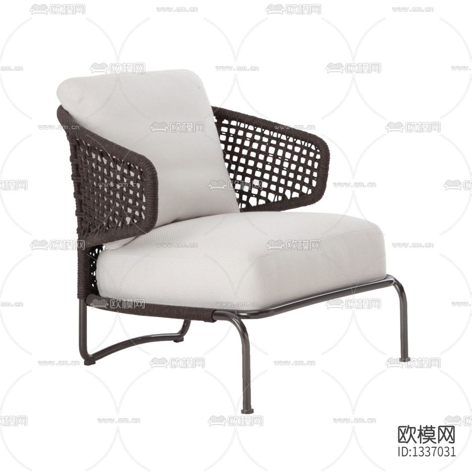 现代简约藤编布艺户外单人沙发下载