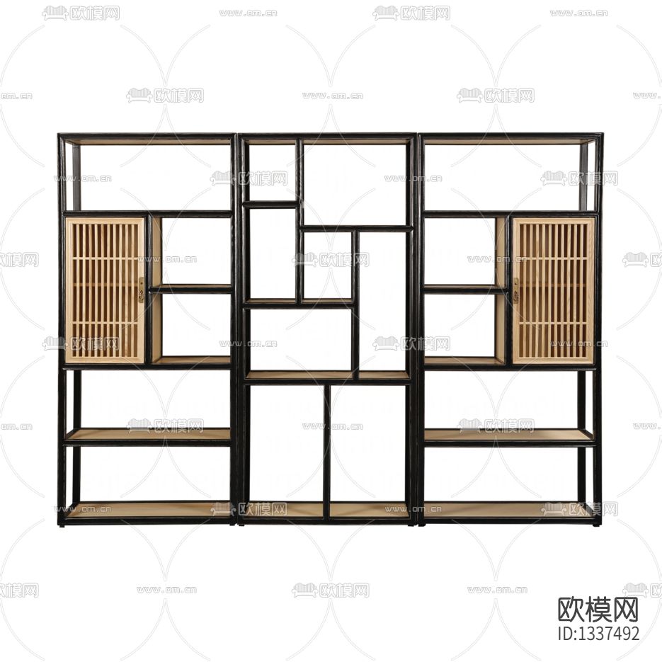 新中式禅意实木书架下载