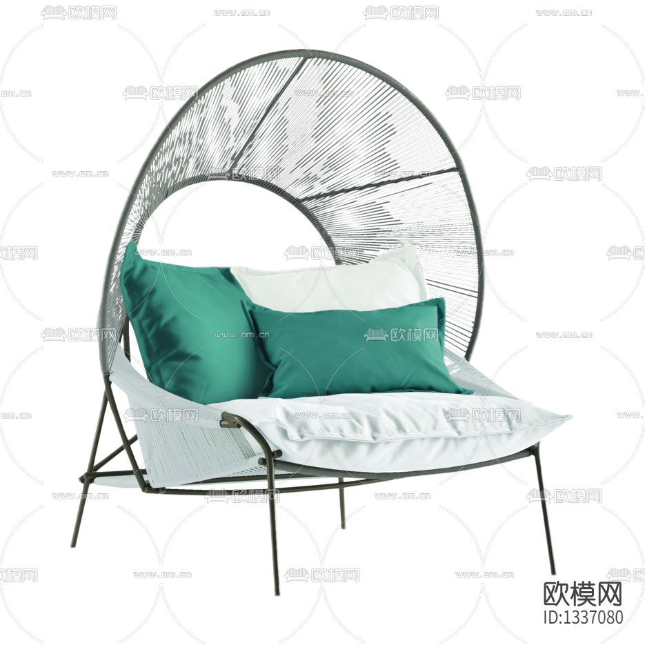 现代简约布艺金属单人户外沙发下载