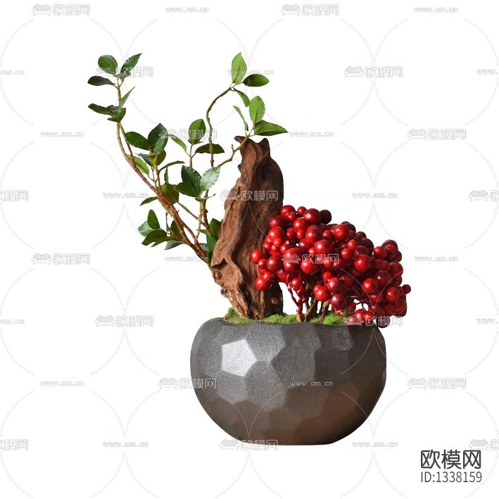 新中式禅意相思果摆放花艺下载