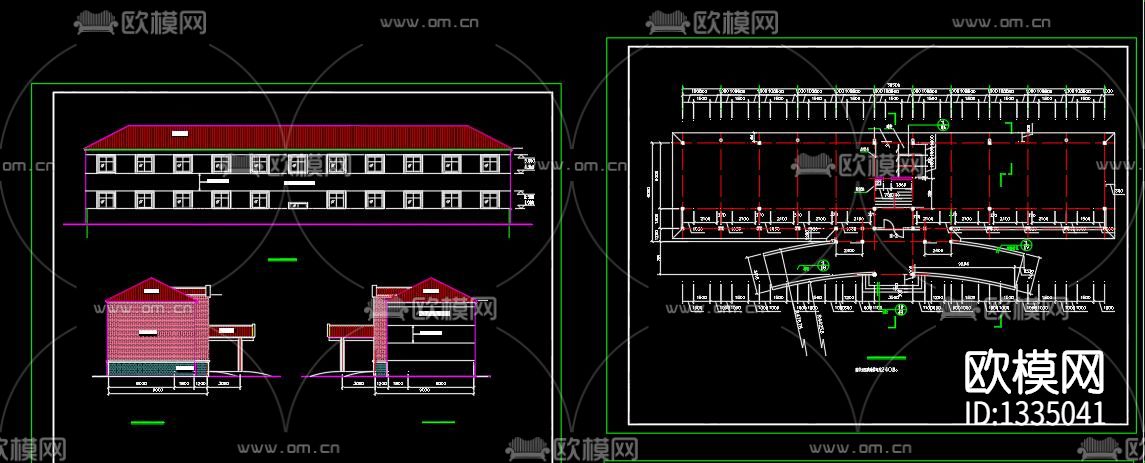 二层办公楼cad施工图下载（渲染图3）
