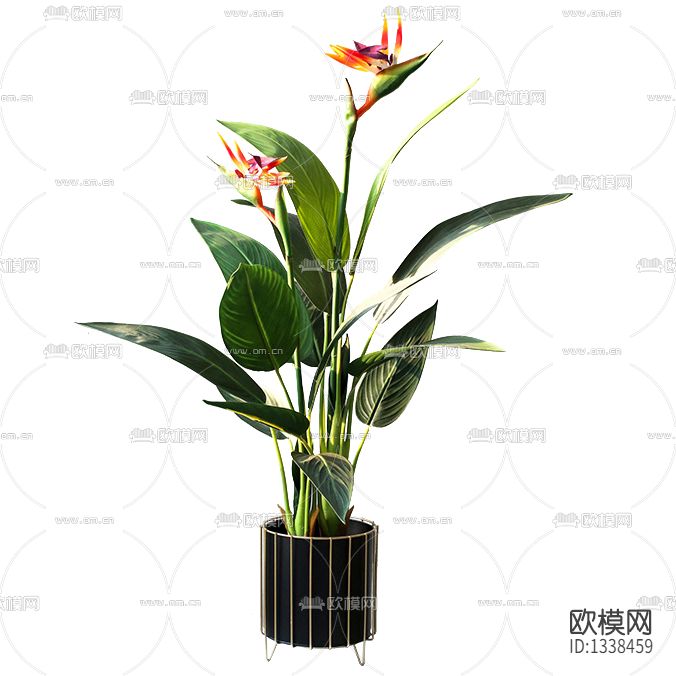 现代轻奢金属花盆绿植盆栽下载