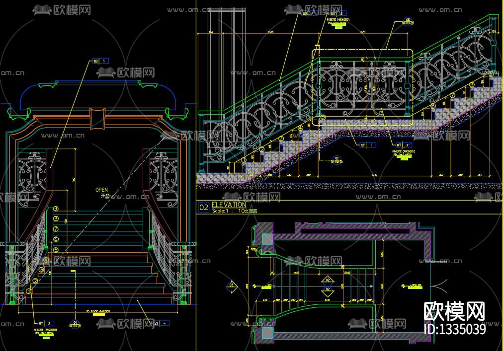 别墅楼梯cad节点图下载（渲染图8）