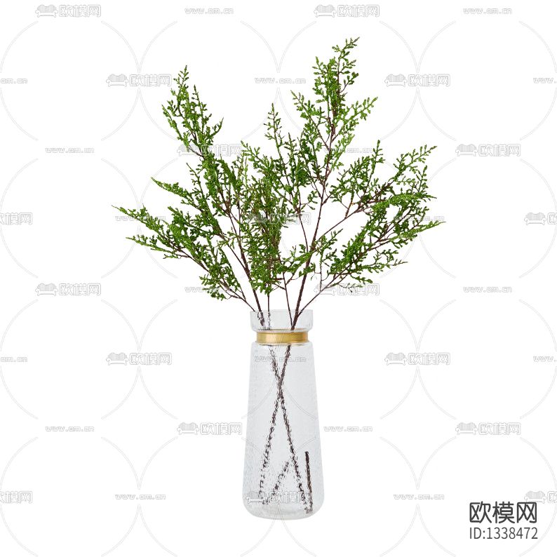 现代简约磨砂玻璃花瓶摆放绿植下载