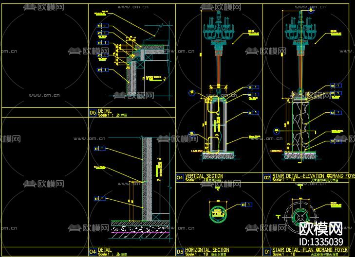 别墅楼梯cad节点图下载（渲染图4）