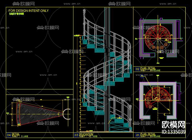 别墅楼梯cad节点图下载（渲染图7）